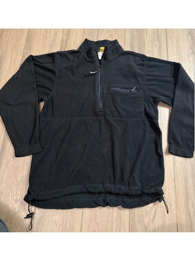 Vintage Men's REI Black Polartec Fleece Quarter Zip Sweater L
